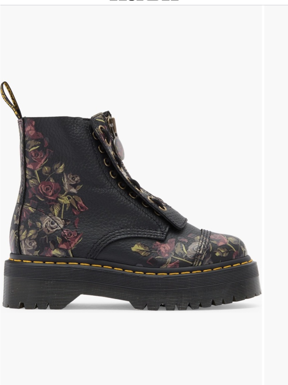 Dr. Martens Black Floral Leather Platform Boot—Sinclair style